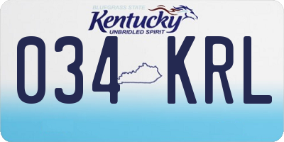 KY license plate 034KRL
