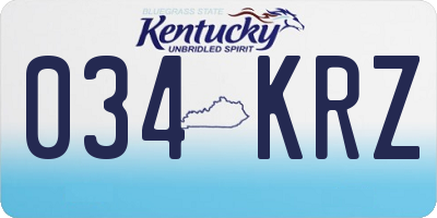KY license plate 034KRZ