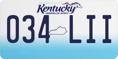 KY license plate 034LII