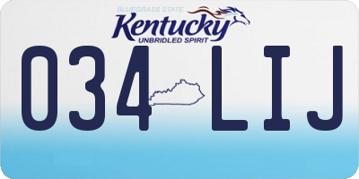 KY license plate 034LIJ