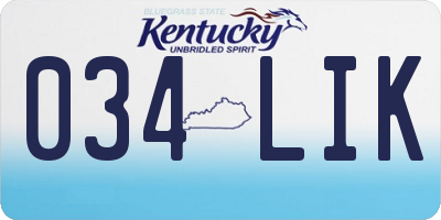KY license plate 034LIK