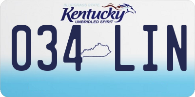 KY license plate 034LIN