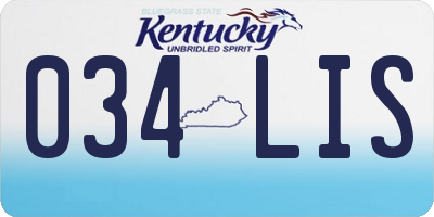 KY license plate 034LIS