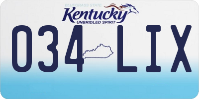 KY license plate 034LIX