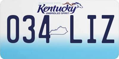 KY license plate 034LIZ