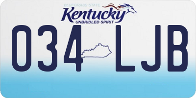 KY license plate 034LJB