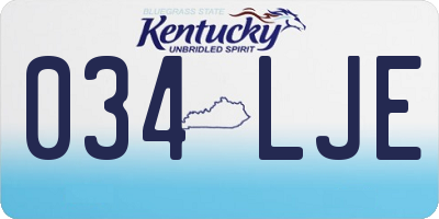 KY license plate 034LJE