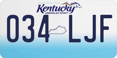 KY license plate 034LJF