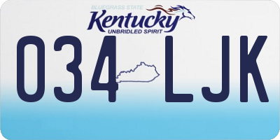 KY license plate 034LJK