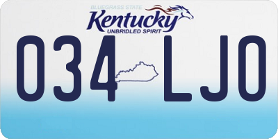 KY license plate 034LJO
