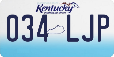 KY license plate 034LJP