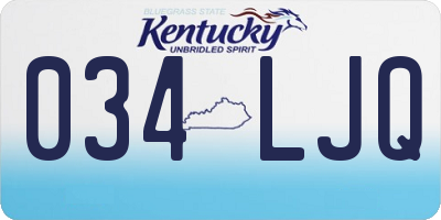 KY license plate 034LJQ