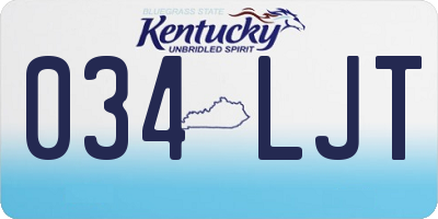 KY license plate 034LJT