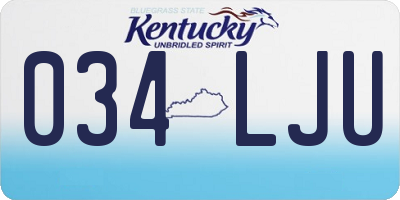 KY license plate 034LJU