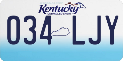 KY license plate 034LJY