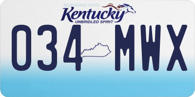 KY license plate 034MWX