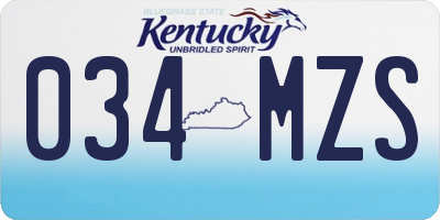 KY license plate 034MZS