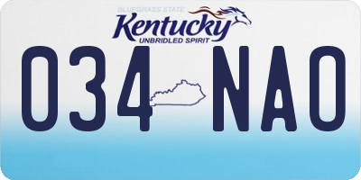 KY license plate 034NAO