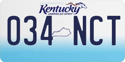 KY license plate 034NCT