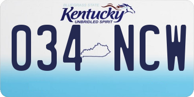 KY license plate 034NCW