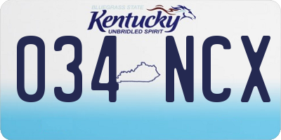 KY license plate 034NCX