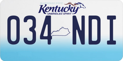 KY license plate 034NDI