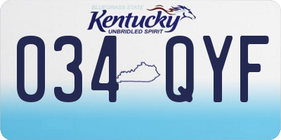 KY license plate 034QYF