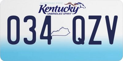 KY license plate 034QZV