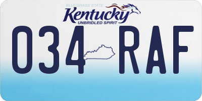 KY license plate 034RAF