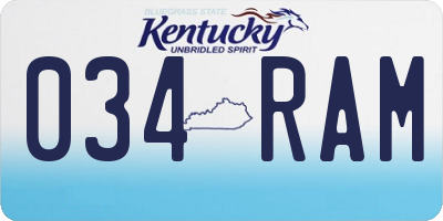 KY license plate 034RAM