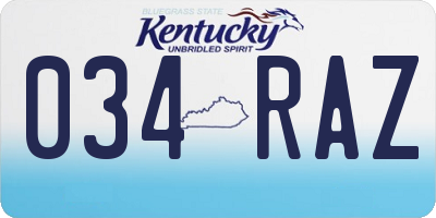 KY license plate 034RAZ