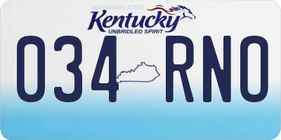 KY license plate 034RNO