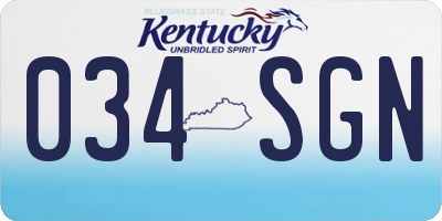 KY license plate 034SGN