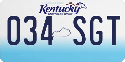 KY license plate 034SGT