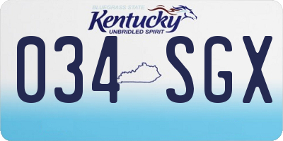 KY license plate 034SGX