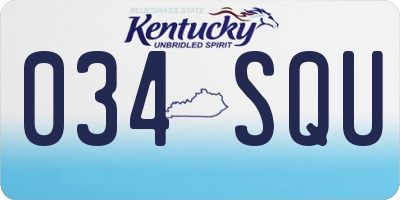 KY license plate 034SQU