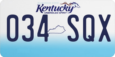 KY license plate 034SQX