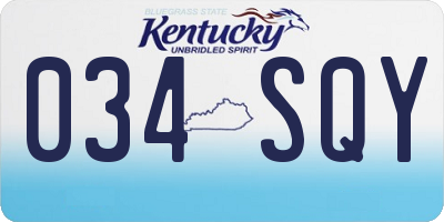 KY license plate 034SQY
