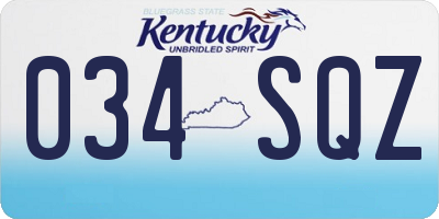 KY license plate 034SQZ