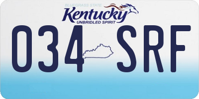 KY license plate 034SRF