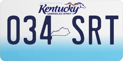 KY license plate 034SRT
