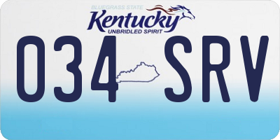 KY license plate 034SRV