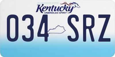 KY license plate 034SRZ
