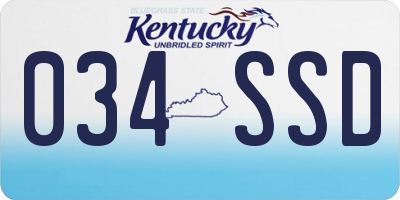 KY license plate 034SSD