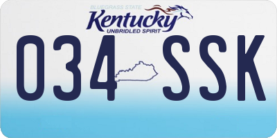 KY license plate 034SSK