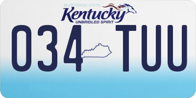 KY license plate 034TUU