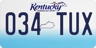 KY license plate 034TUX