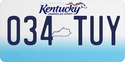 KY license plate 034TUY