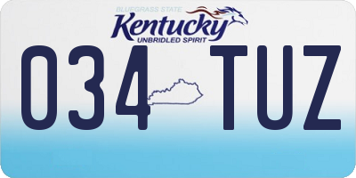 KY license plate 034TUZ