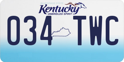 KY license plate 034TWC